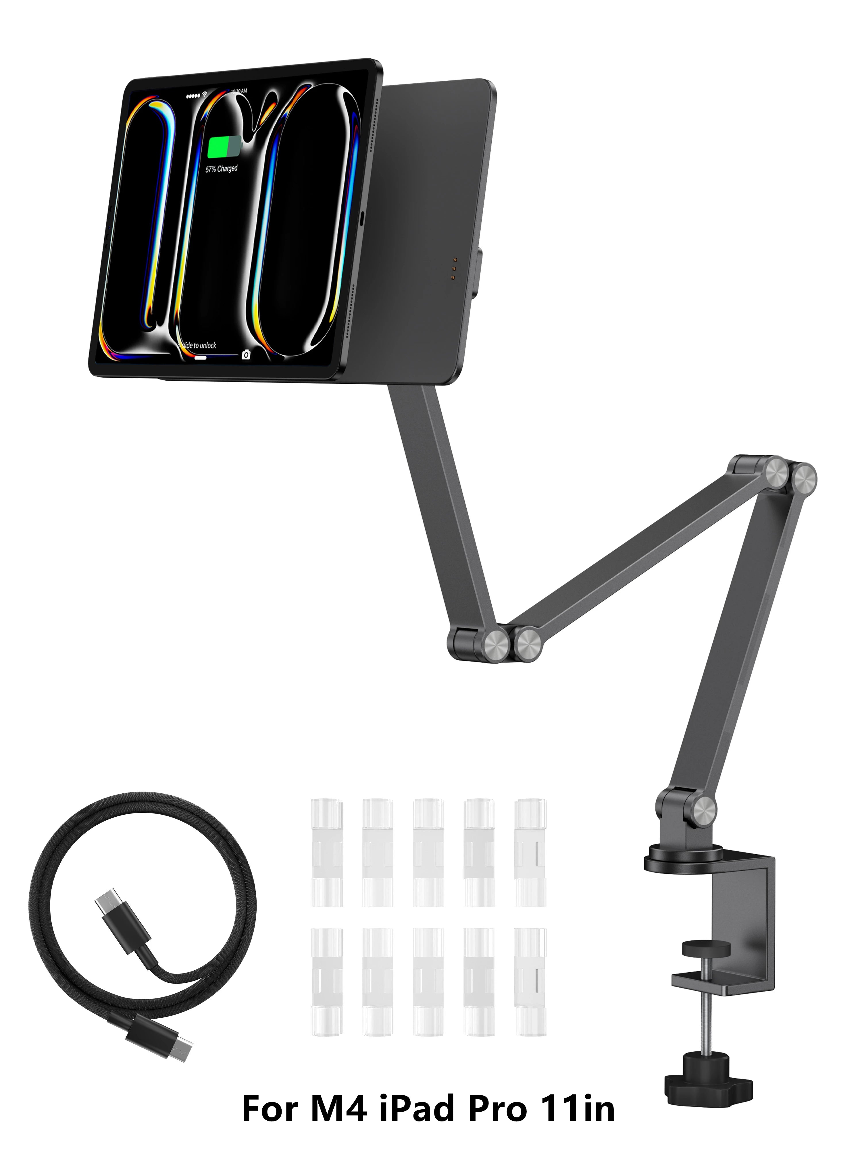 LULULOOK Magnetic Wireless Charger Stand For iPad Pro M5 M4 13/12.9/11/M2 iPad Air 5/4 Foldable Arm Holder Aluminum