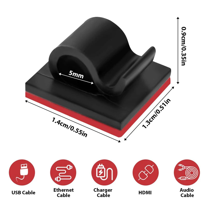 5-50Pcs Self Adhesive Cable Clips Cord Management Wire Holder Organizer Clamp Desk Tidy Cable Manager in Car Home