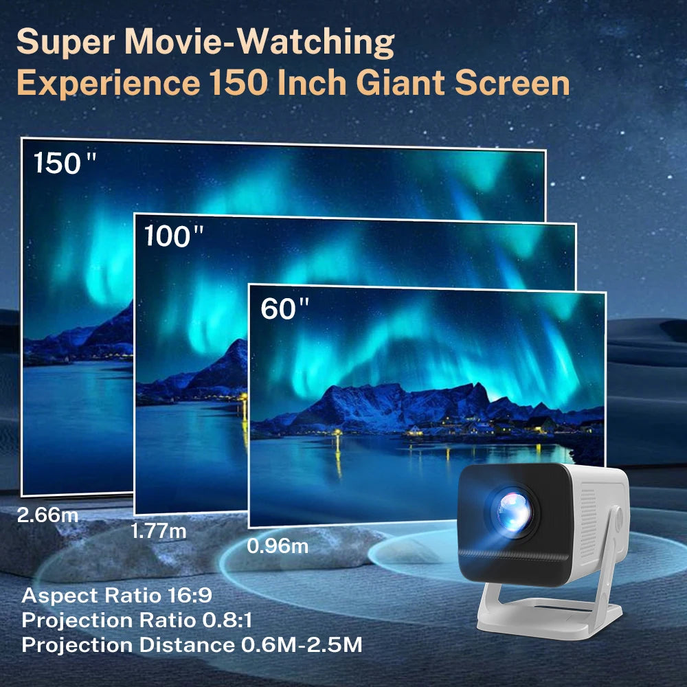 LYNCAST X1AR portable mini Projector 720P Bluetooth5.0 Supports 4K video with 180 degree rotation