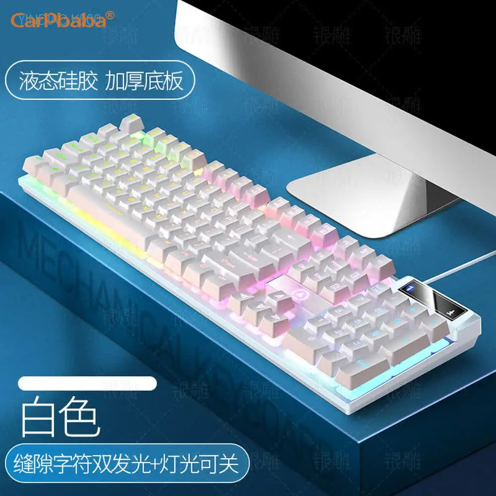 Carpbaba K500 104 Key USB Wired Gaming Keyboard Color Backlit Mechanical Hand Feel Keyboard for Computer Laptop PC