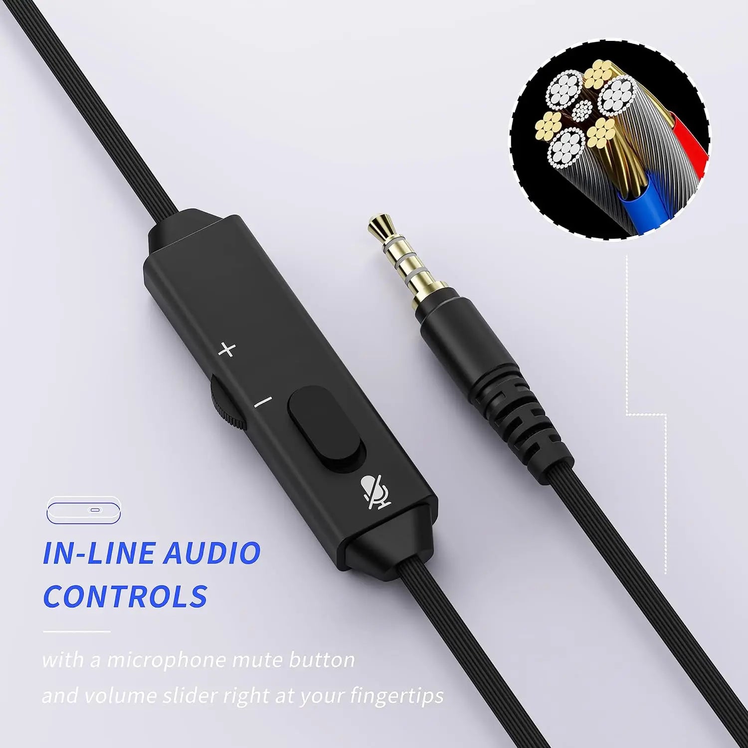 BINNUNE Gaming Headset with Mic for PS4 PS5 Xbox Series X|S Xbox One PC Switch Wired Gaming Headphones for Playstation