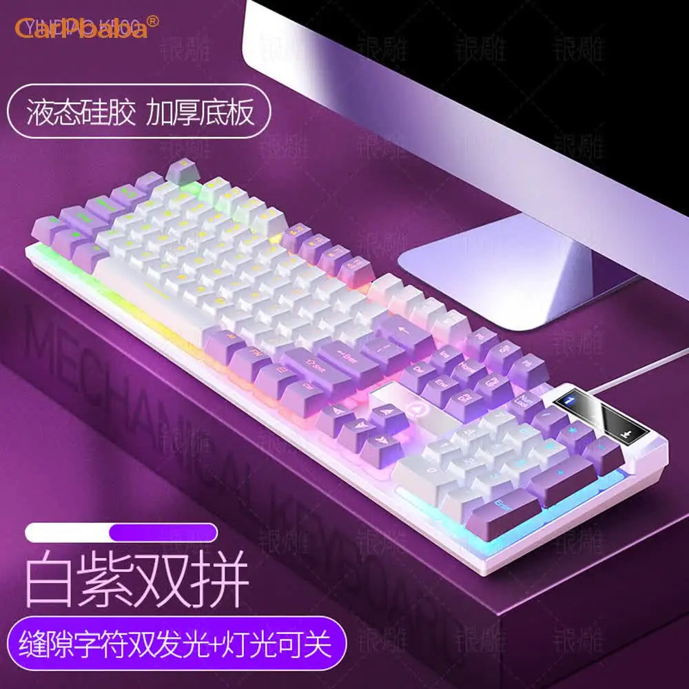 Carpbaba K500 104 Key USB Wired Gaming Keyboard Color Backlit Mechanical Hand Feel Keyboard for Computer Laptop PC