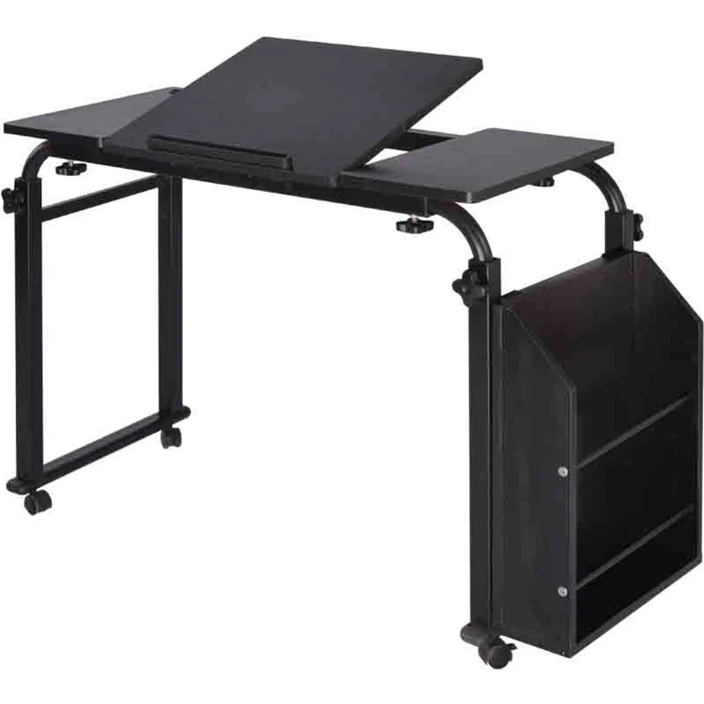 Portable Adjustable Laptop Desk Rolling Cart with Wheels for Home Office Height Adjustable Standing Desk Black - black