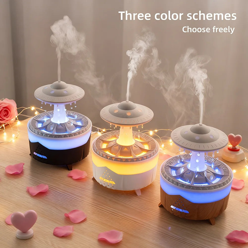 1PC Wall Plug Simulated Raindrop Air Humidifier with Ambient Lights Essential Oil Diffuser Aroma Diffuser for Office