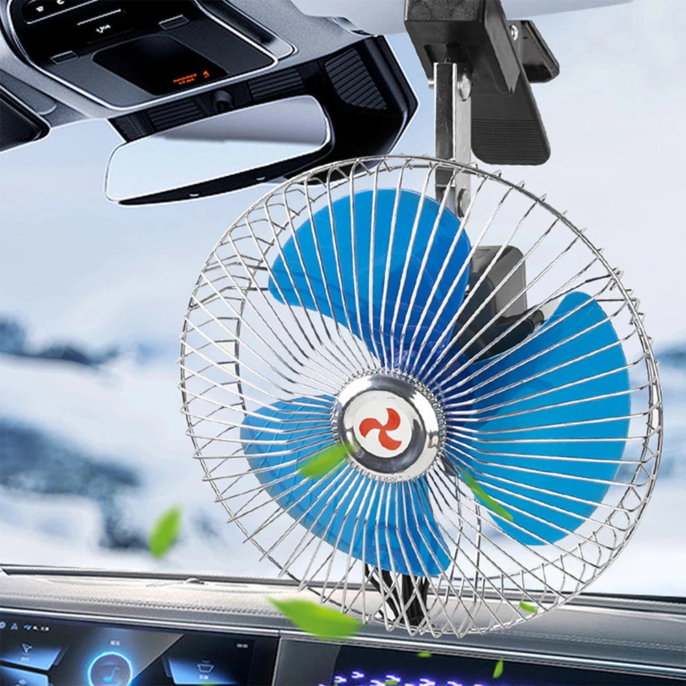 Portable Car Cooling Fan 12V 24V Oscillating Strong Air Cooler Adjustable Speed for Hot Summer Drives