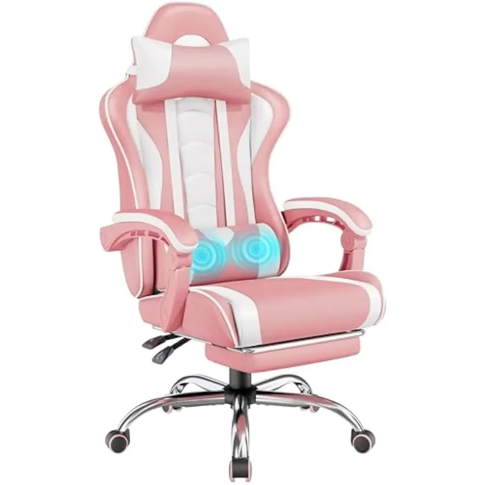 Ergonomic Gaming Chair with Swivel Seat&Headrest Adjustable Video Game Chair with Massage Lumbar Support and Footrest