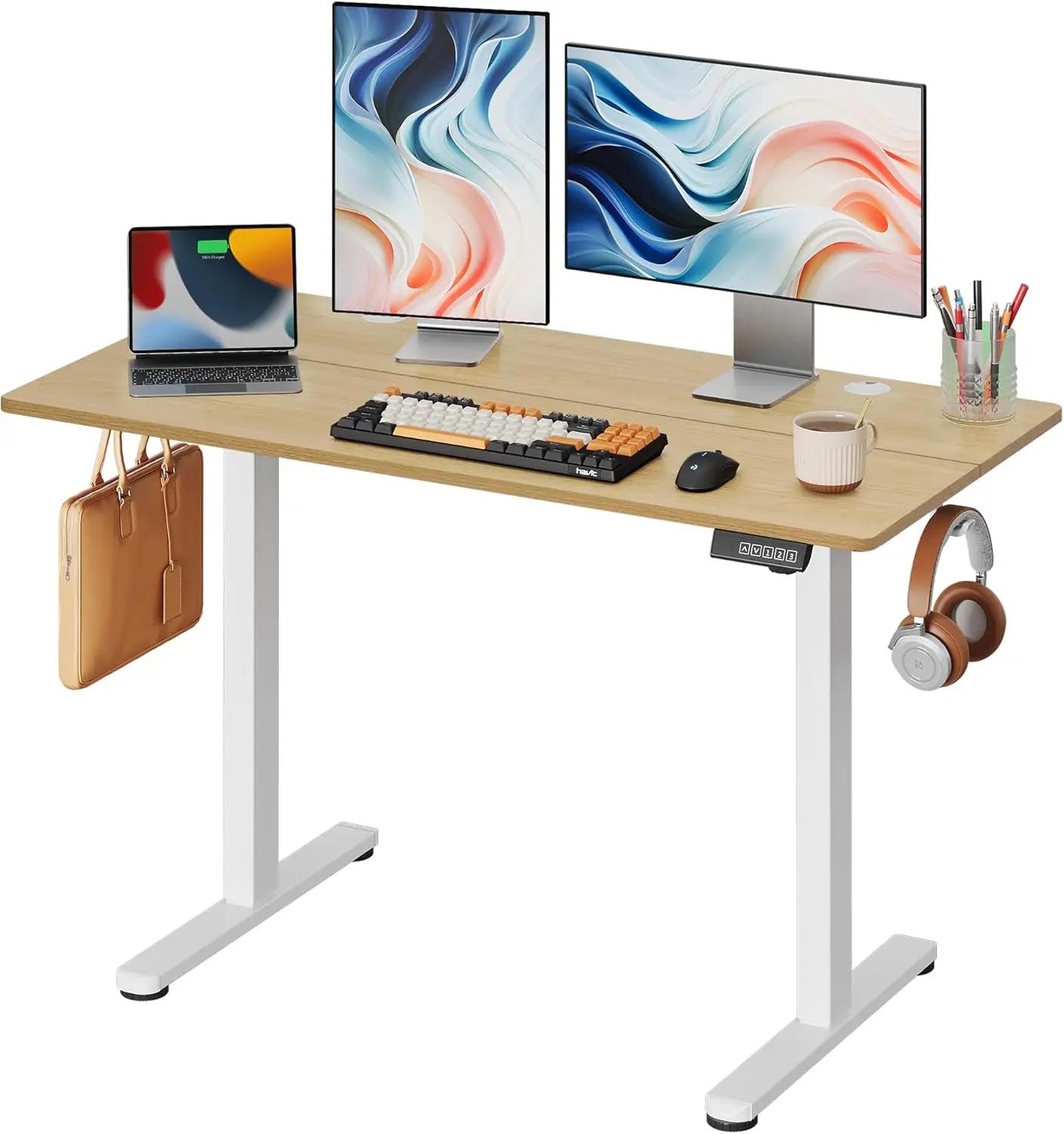Electric Standing Desk,Adjustable Height Stand up Desk for Home Office Ergonomic Sit to Stand Desk with Headphone Hook