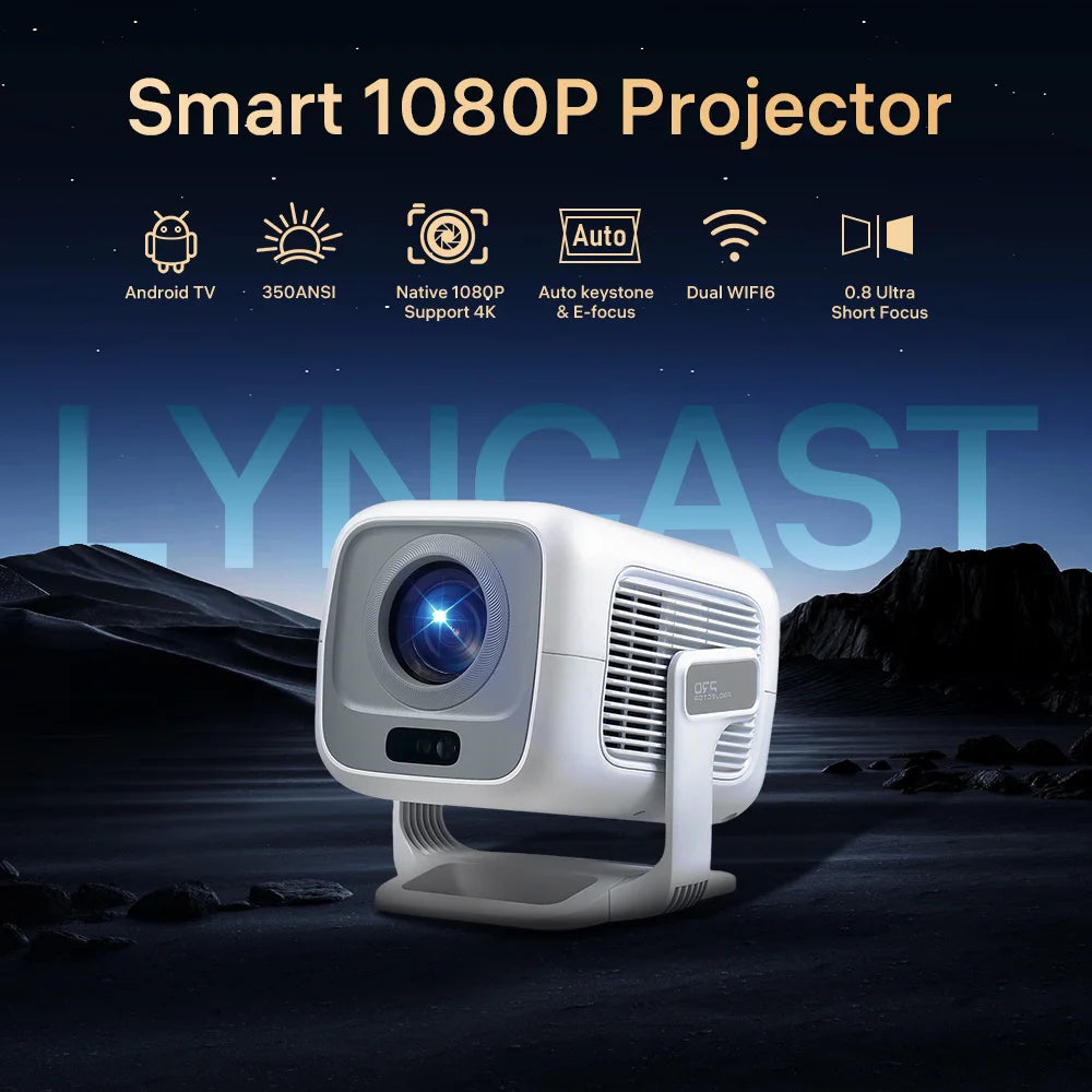 LYNCAST X3 portable mini Projector 1080P Bluetooth5.0 Supports 4K video with 180 degree rotation