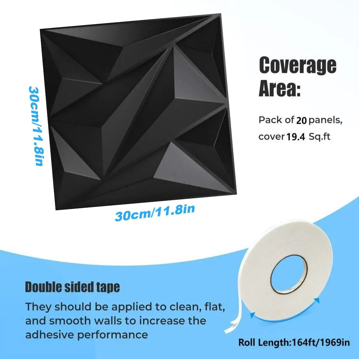 12/20/30pcs 3D pvc wall panels for indoor wall decoration for living room hall bedroom hotel office,including tape