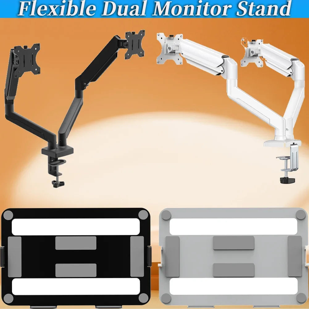 Dual Monitor Stand with C Clamp Monitor Desk Mount Holds Up To 19.8lbs Grommet Mounting Base for 13 To 32 Inch Computer