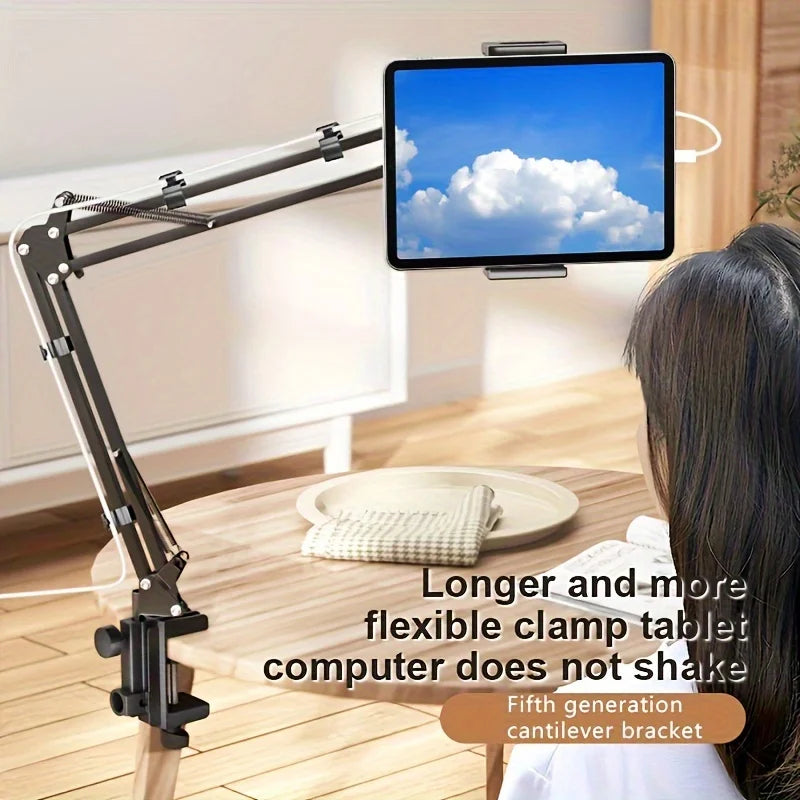 Adjustable Bed Tablet Holder Rotatable Long Arm Metal Desktop Tablet Bracket Mounts Clamp for 4.7-13’’ for iPad Mini