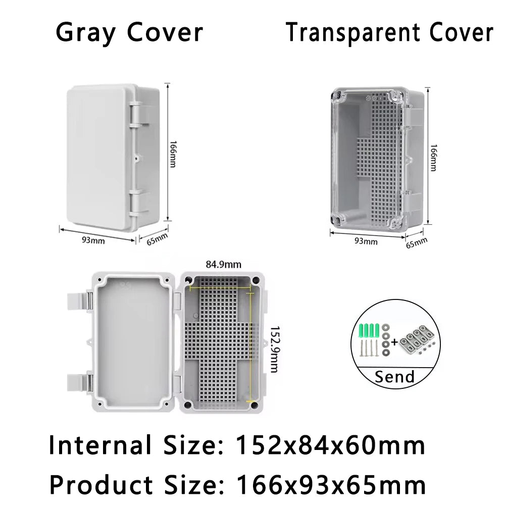 IP66 Waterproof Plastic Box ABS Wire Junction Box Gray/Transparent Cover Enclosure Outdoor Electronic Engineering