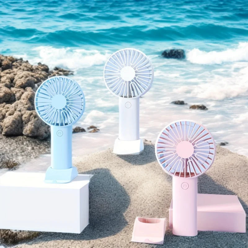 Summer Fashion Mini USB Charging Handheld Fan Desktop Small Fan With Mobile Phone Holder Portable And Simple Outdoor