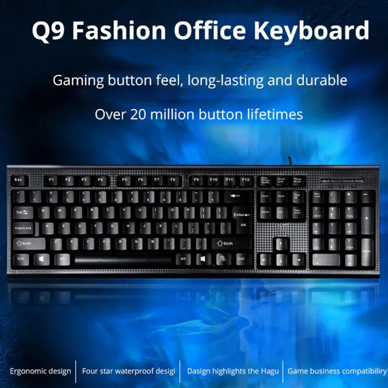 Q9 Single Keyboard USB Square Mouth Business Office Home PS2 Round Hole Wired Desktop Computer - USB - Desktop