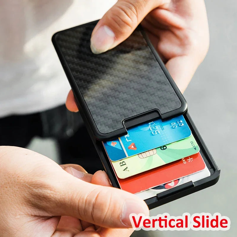 NEW Men Carbon Fiber Creative Office Card Holder Cases RFID Money Bag Security Smart Wallet Cartera ID Bank Credit Card