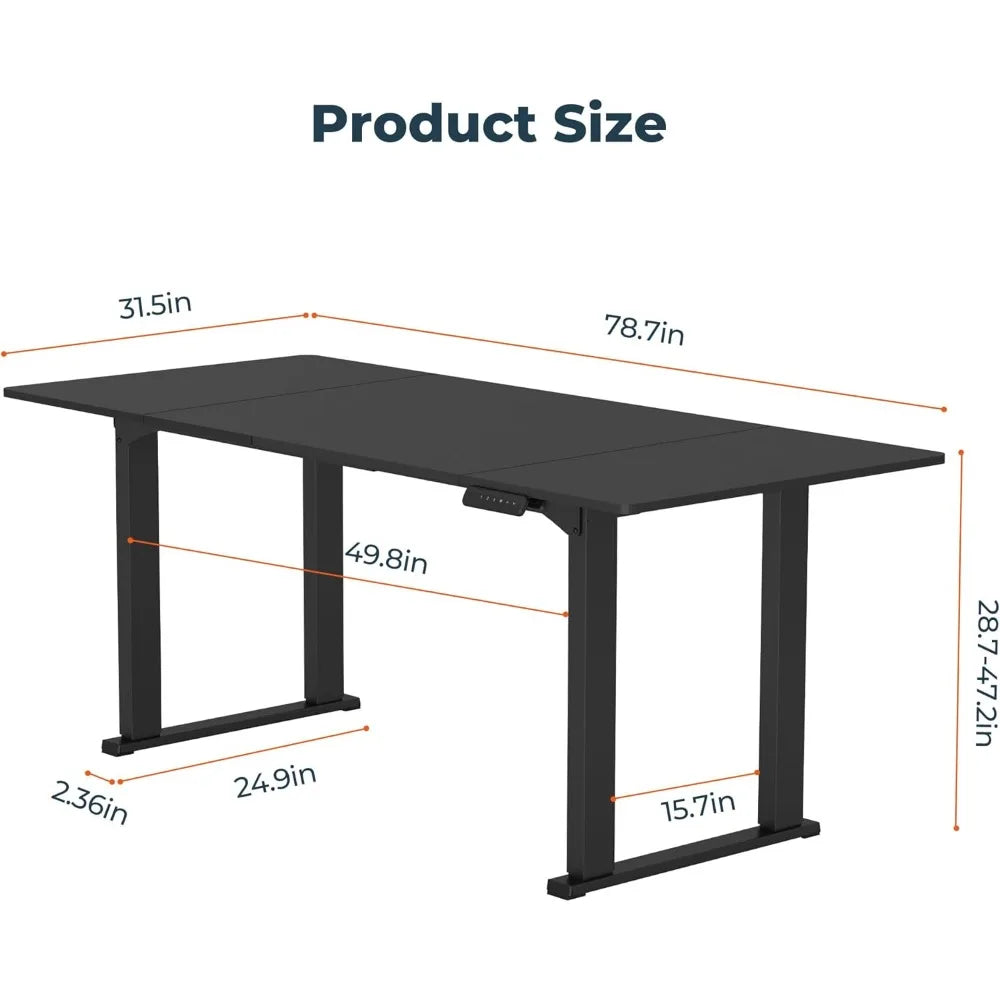 4 Legs Standing Desk Large 79x31 Inches Electric Adjustable Height Desk with Splice Board Stand Up Desk Home Office