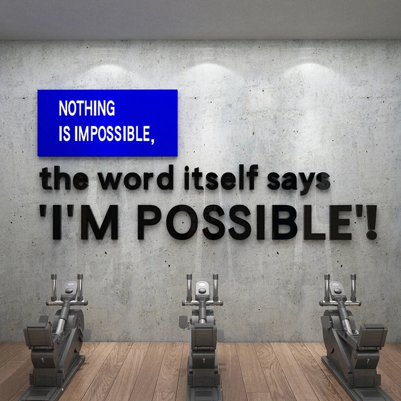 English Letter Acrylic Wall Stickers for Living Room Inspirational Text Office Sports Hall Decoration