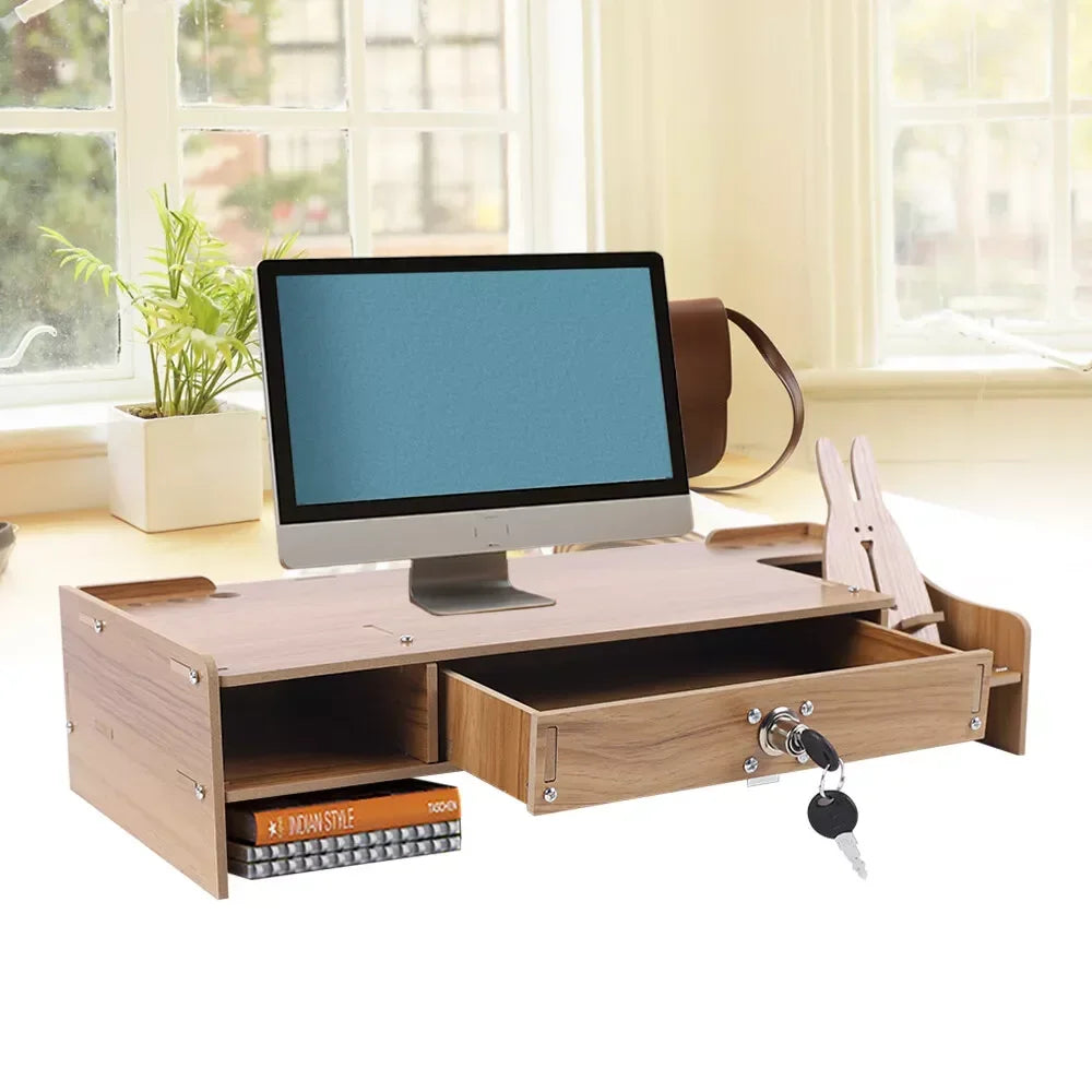 monitor-riser-stand-computer-laptop-pc-shelf-display-holder-desk-organizer-with-drawer-wood