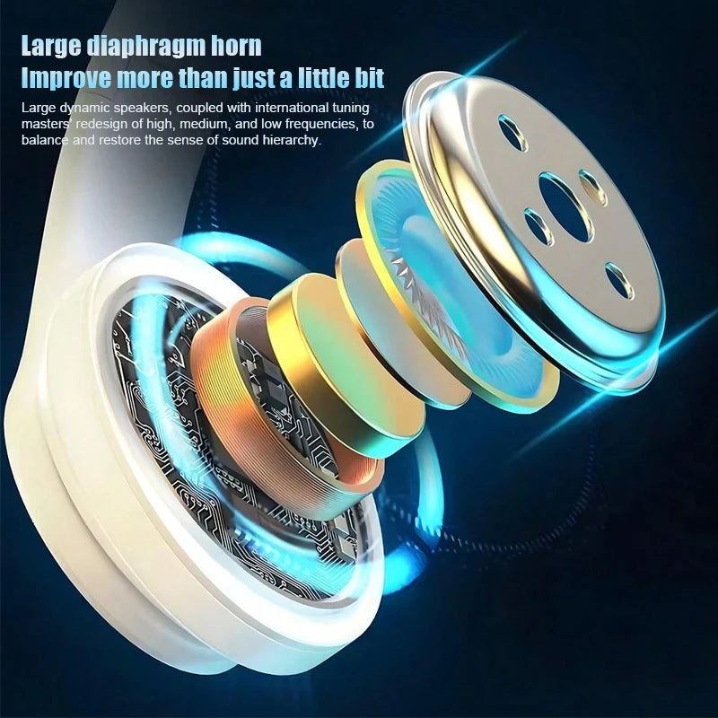 Wireless Gaming Headset Lightweight Foldable Headphones With Built-in Microphone Compatible With 3.5mm Audio Cable