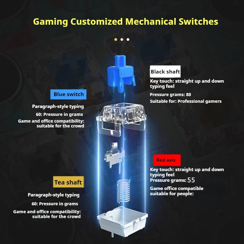 EWEADN TK100 Punk Typewriter Mechanical Gaming Keyboard 104Keys with LED Backlit USB Wired Keyboards for Windows Laptop