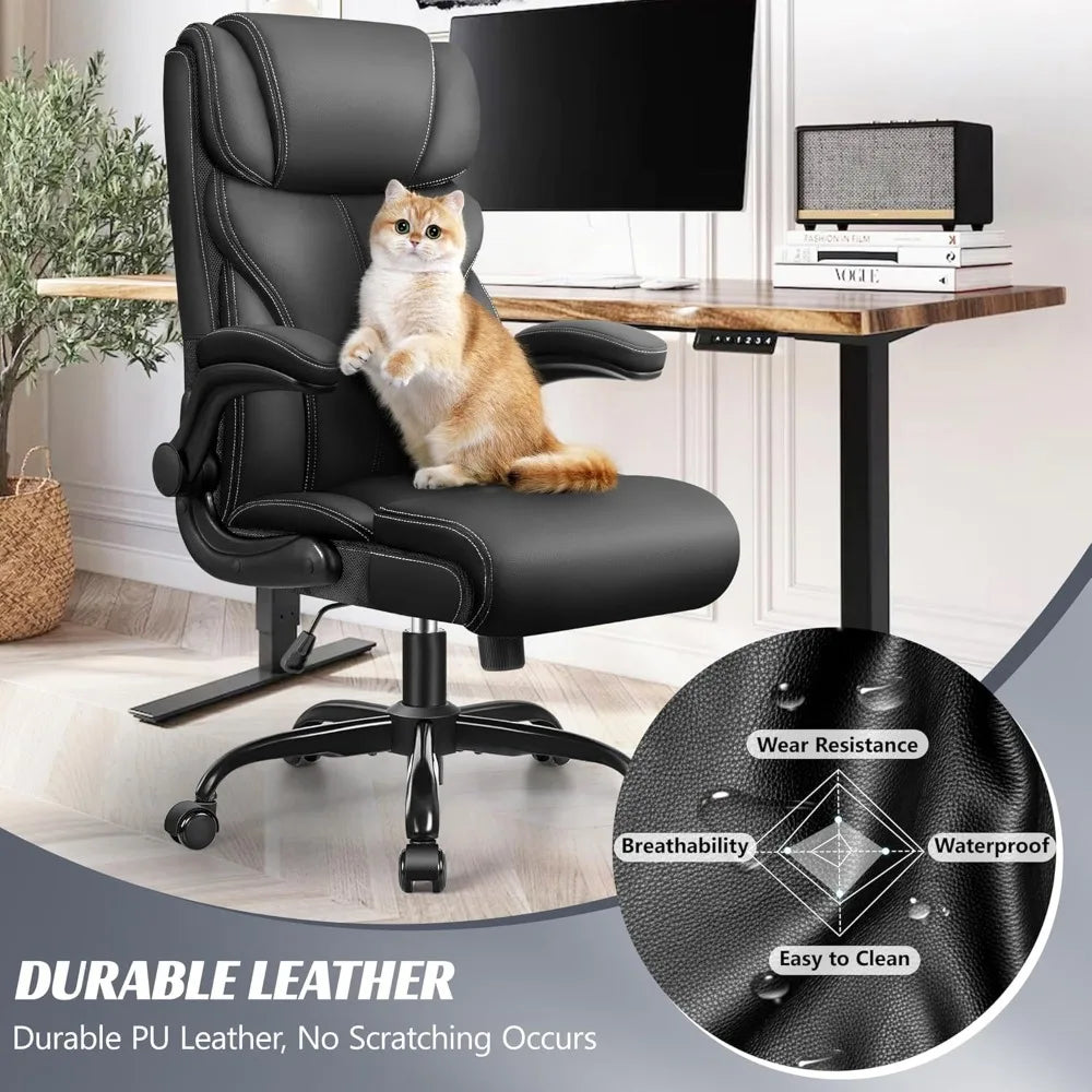 Office Chair Ergonomic Big and Tall Computer Desk Chairs Executive Breathable Leather Chair with Adjustable High Back