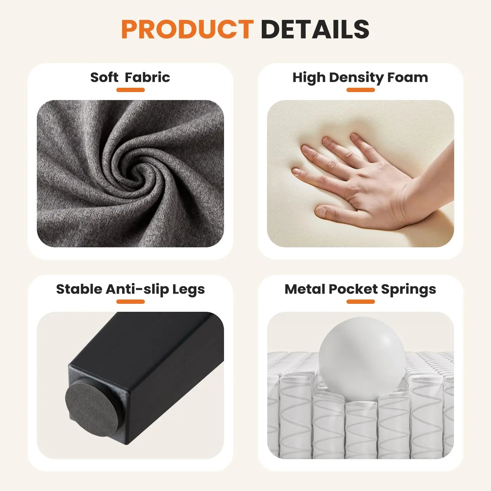 JHK Modern Accent Chairs for Living Room Ergonomic with Armrest and Backrest Lumbar Support Reading Lounge Chair