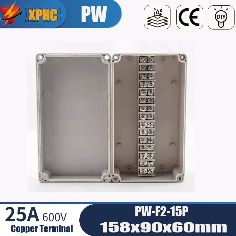 Outdoor ABS Plastic Electric Cable Branch Box Distribution Enclosure Case Home Monitor Waterproof Terminal Junction Box