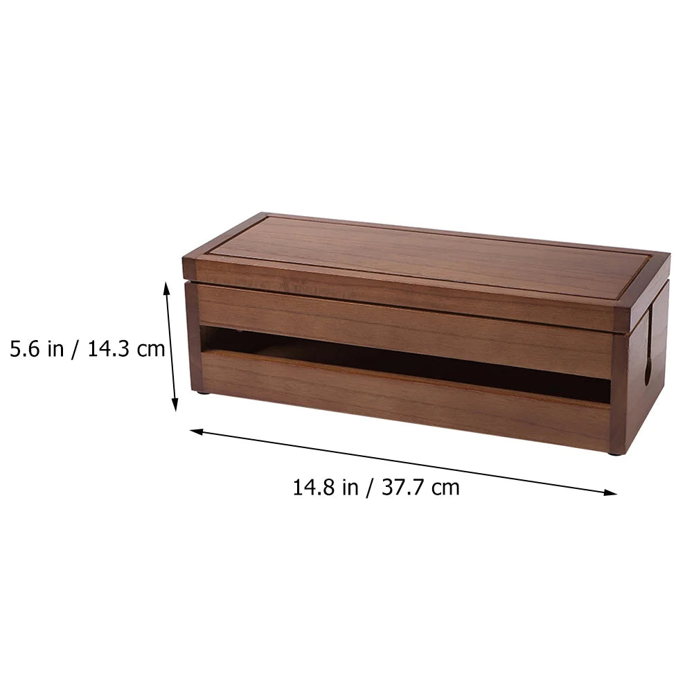 Solid Wood Wiring Box Socket Organizer Cable Manager Case Storage Container Power Plug Arrangement Paulownia Main Body