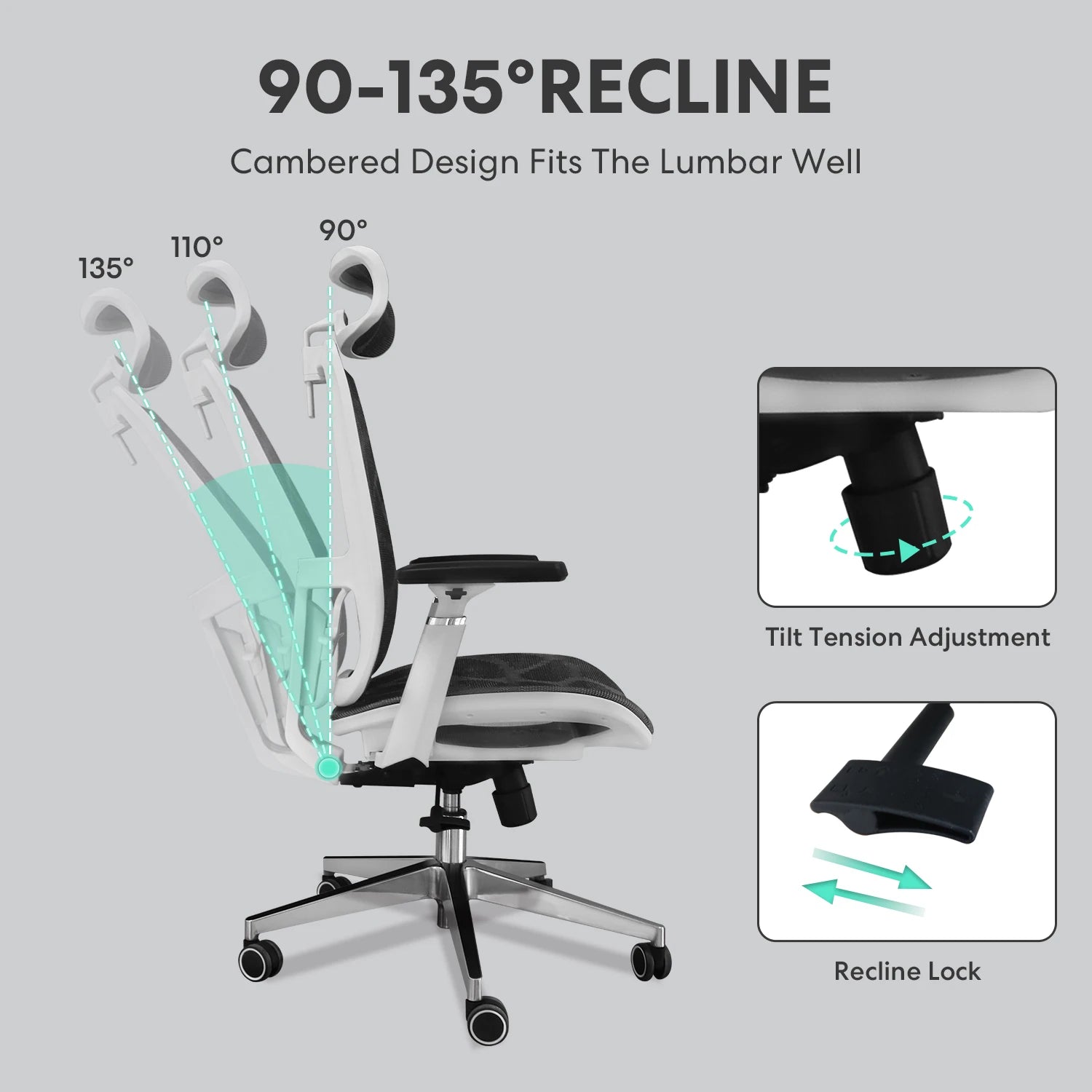 OMESER Ergonomic High Back Chair Mesh Living Room Rocking Gaming Chair Computer Desk Swivel Rolling Lumbar Support