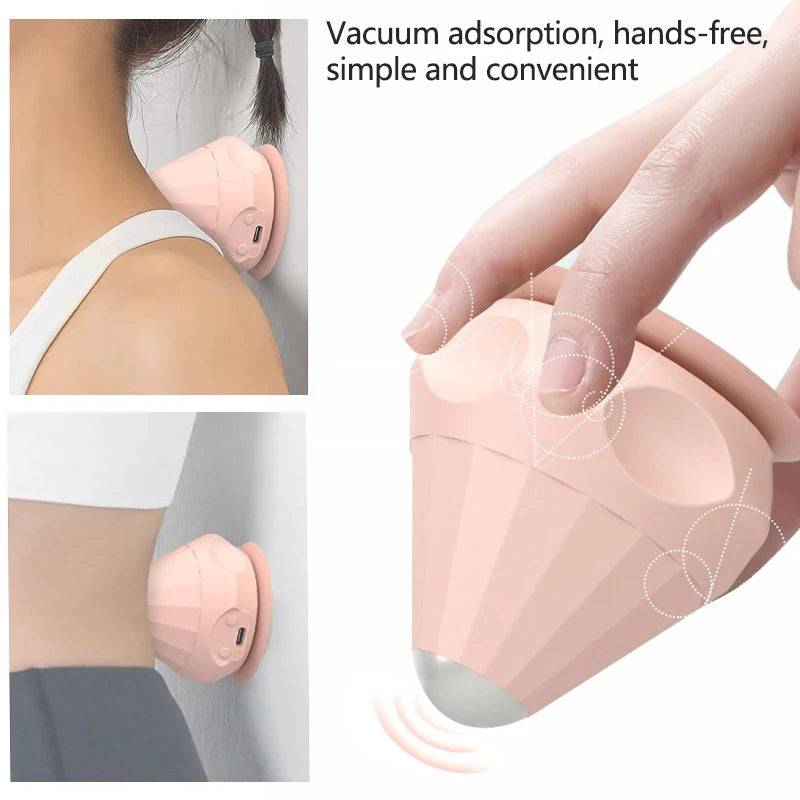 Silicone Massager Ball Type-C Rechargeable Vibrating Massage Ball Fitness Muscle Waist Back Relaxation Massager - Pink