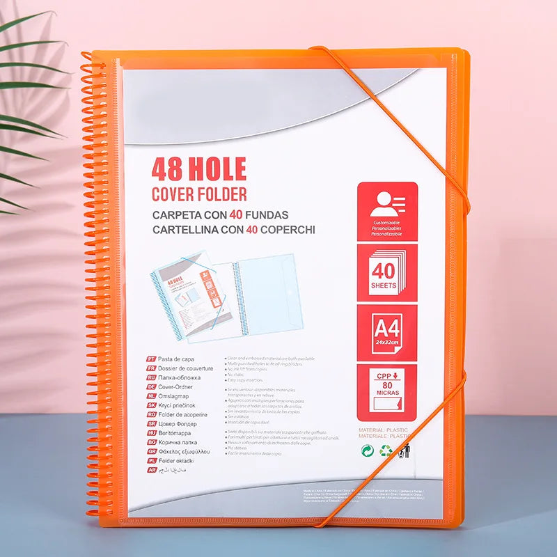 A4 Page 20/30/40 48 Hole Coil Rope Binding Information Book Student Exam Paper Office Stationery Supplies File Folders