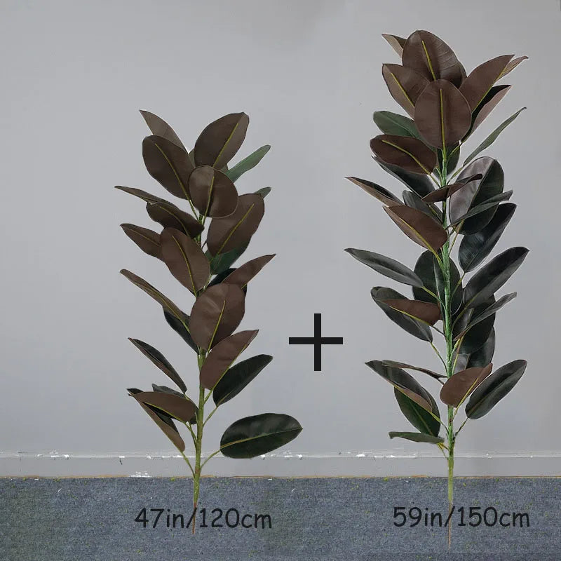13-70in Large Ficus Tree Artificial Rubber Tree Plastic Banyan Plants Real Touch Banyan Leaves For Home Garden Shop