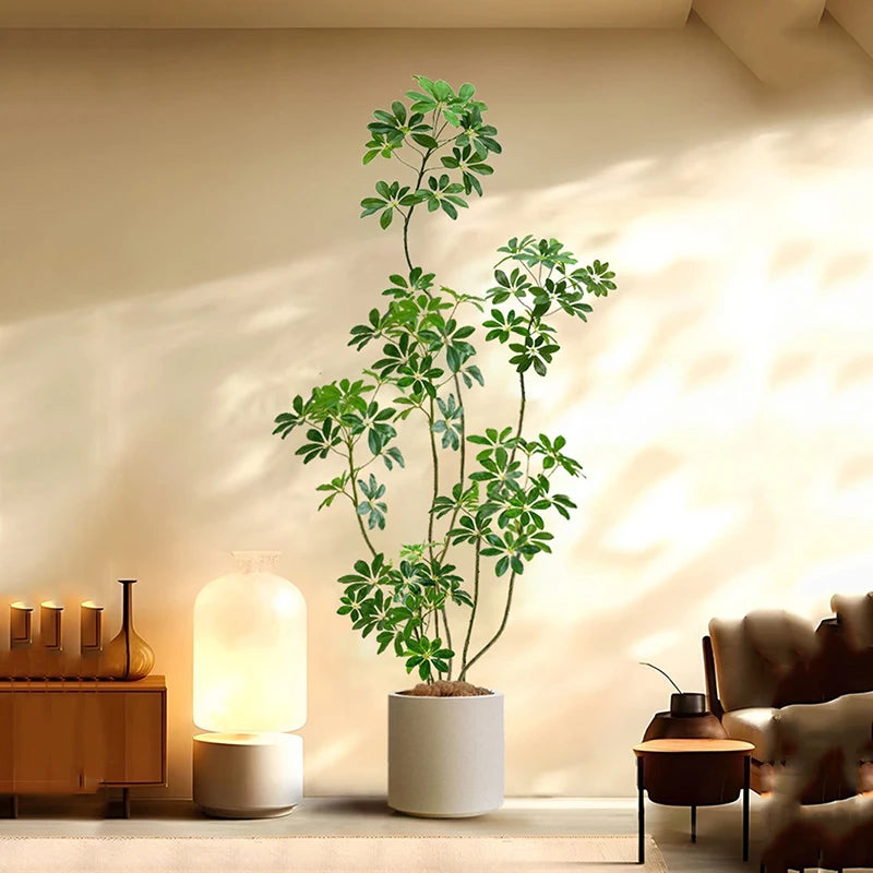 31-74in Large Artificial Ficus Tree Fake Plants Palm Leafs Tropical Shrub Faux Rubber Tree for Home Xmas Garden Office