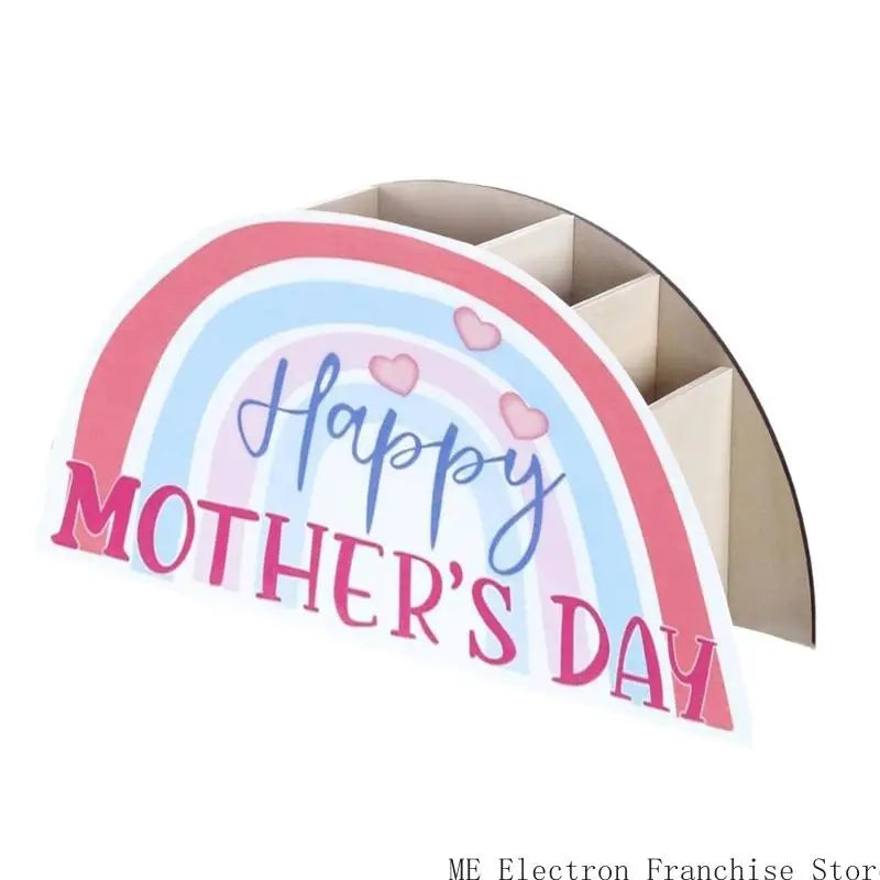 Rainbow Pen Cup Decorative Desktop Pencil Cup 5 Compartment Pen Organizers for Children Student Adult - F / CHINA