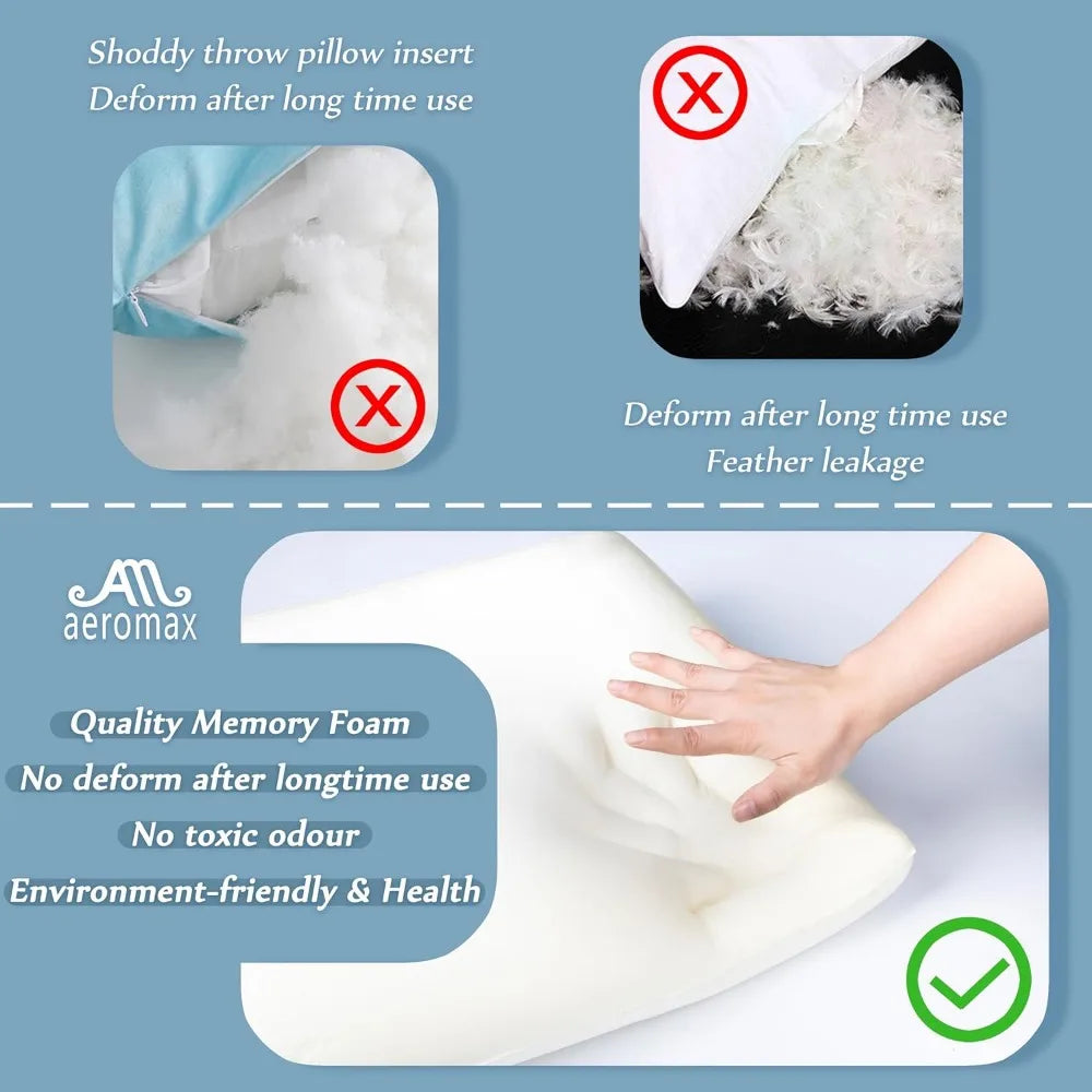 Aeromax 20x20 Memory Foam Square Pillow Insert for Decorative Cushions - Ideal for Home Decor Beds and Sofas - United