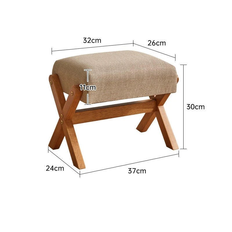 Solid Wood Footstool Soft Household Shoe Bench Doorway Stool Living Room Small Bench Sitting Stool for Bedside Dressing