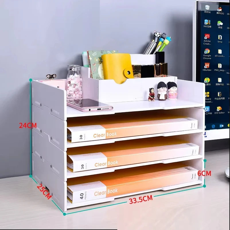 A4/A3 Multi-layer Superimpose Desktop File Tray Organizer Document Paper Organizer Rack Holder Office Stationery
