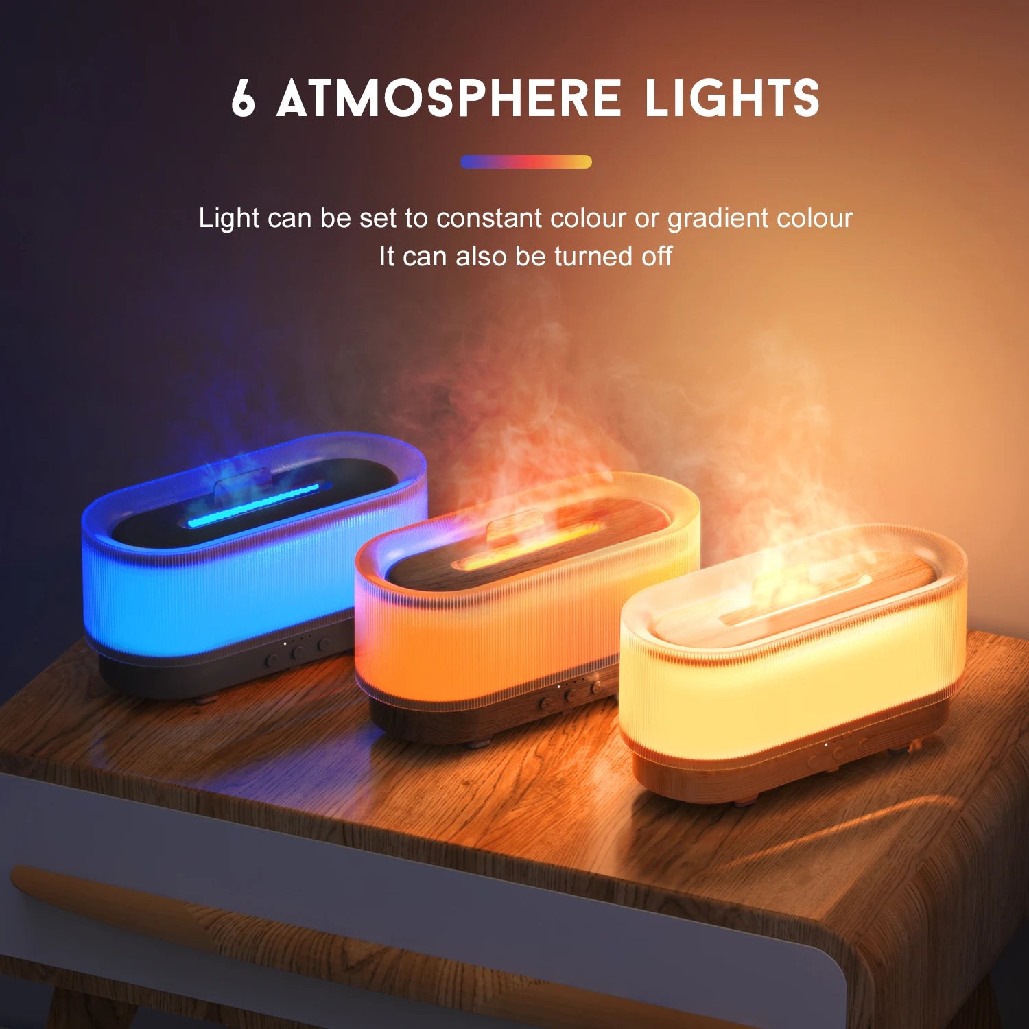 Fireplace Fire Flame Aromatherapy Humidifier&Diffuser with 6 Colors Light,Timer&Auto-Off Ultrasonic Cool Mist