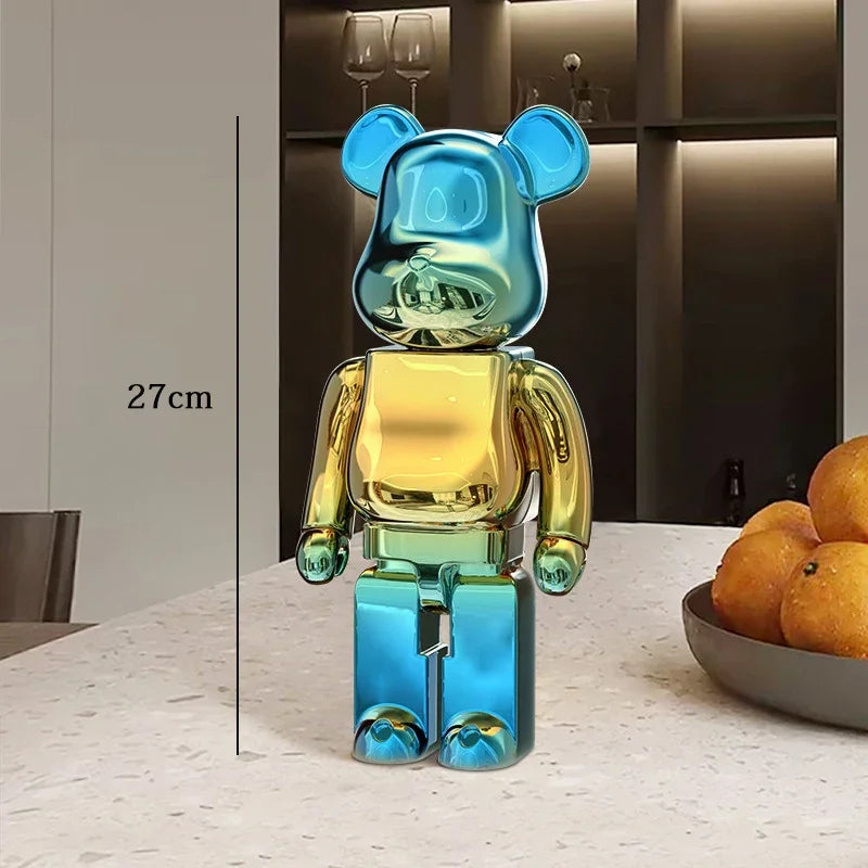 27cm Graffiti Bear Statue Paint Block Bear Decor Resin Desktop Ornaments Home Decoration Living Room Bear Floor