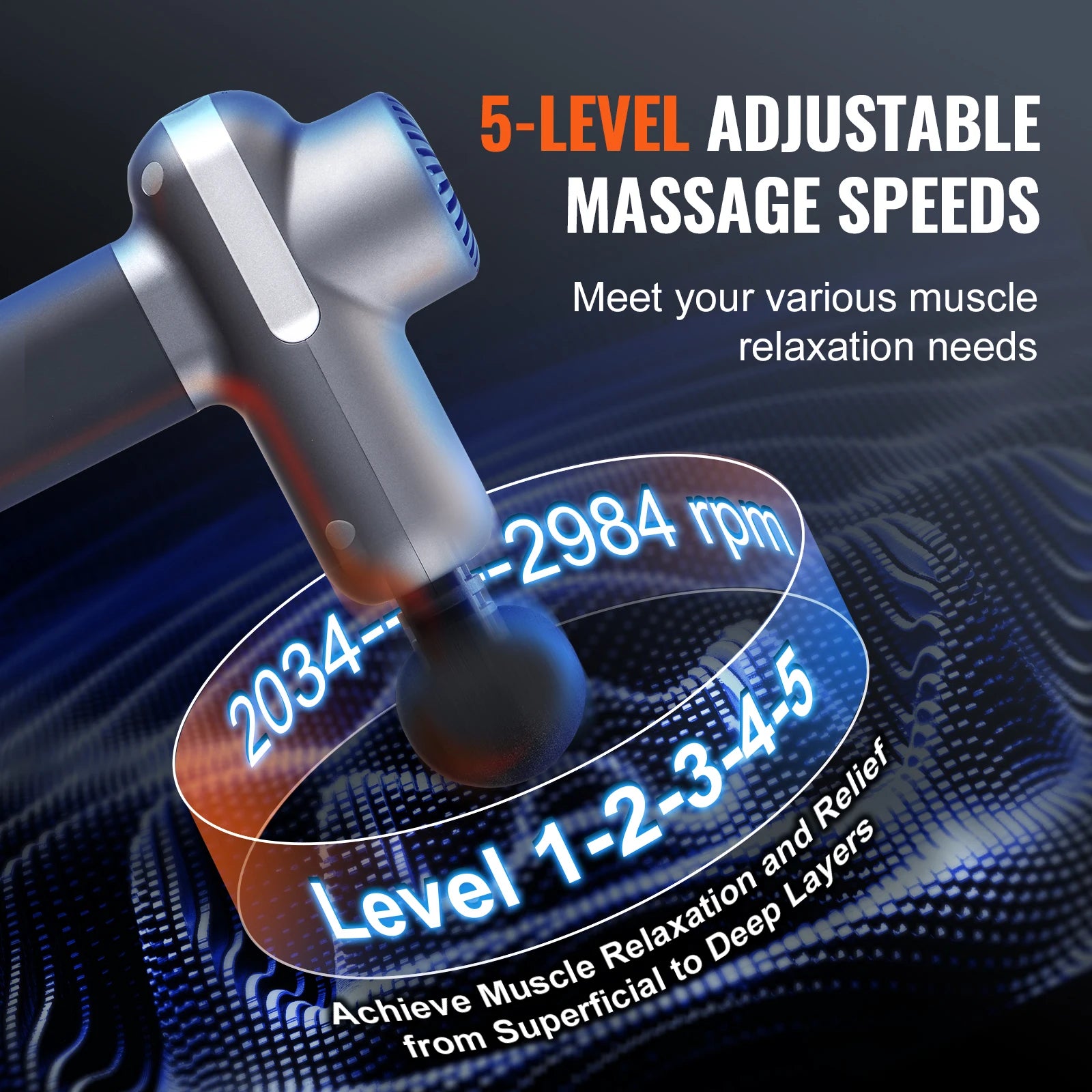 SucceBuy Mini Massage Gun Percussion Muscle Massage Gun for Athletes w/ 5 Speed Levels & 6 Massage Heads for Pain
