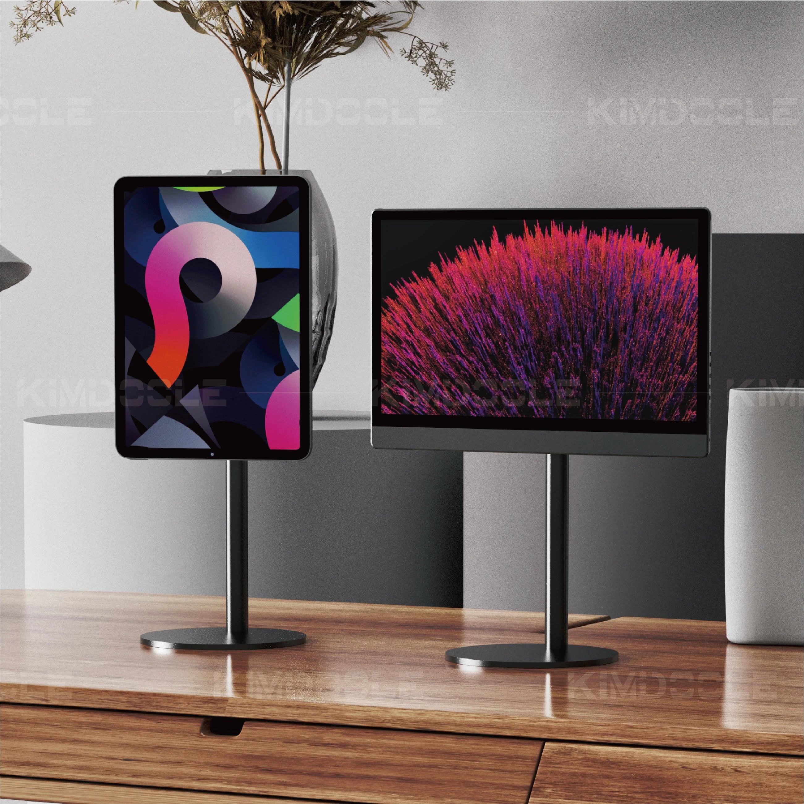 Artpowers Portable Monitor Stand Height Adjustable Magnetic Monitor Tablet Stand Free Standing Low Profile Desk Mount