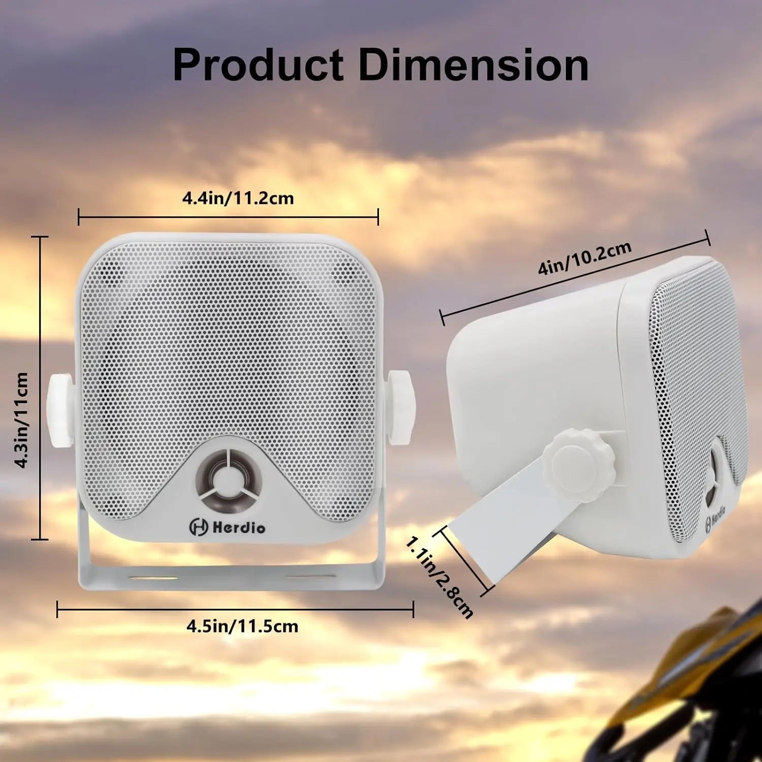 Herdio 4’’ 4PCS Bluetooth Golf Cart Speakers 240W Waterproof Marine Speakers For Outdoor Boat ATV UTV Jeep Courtyard