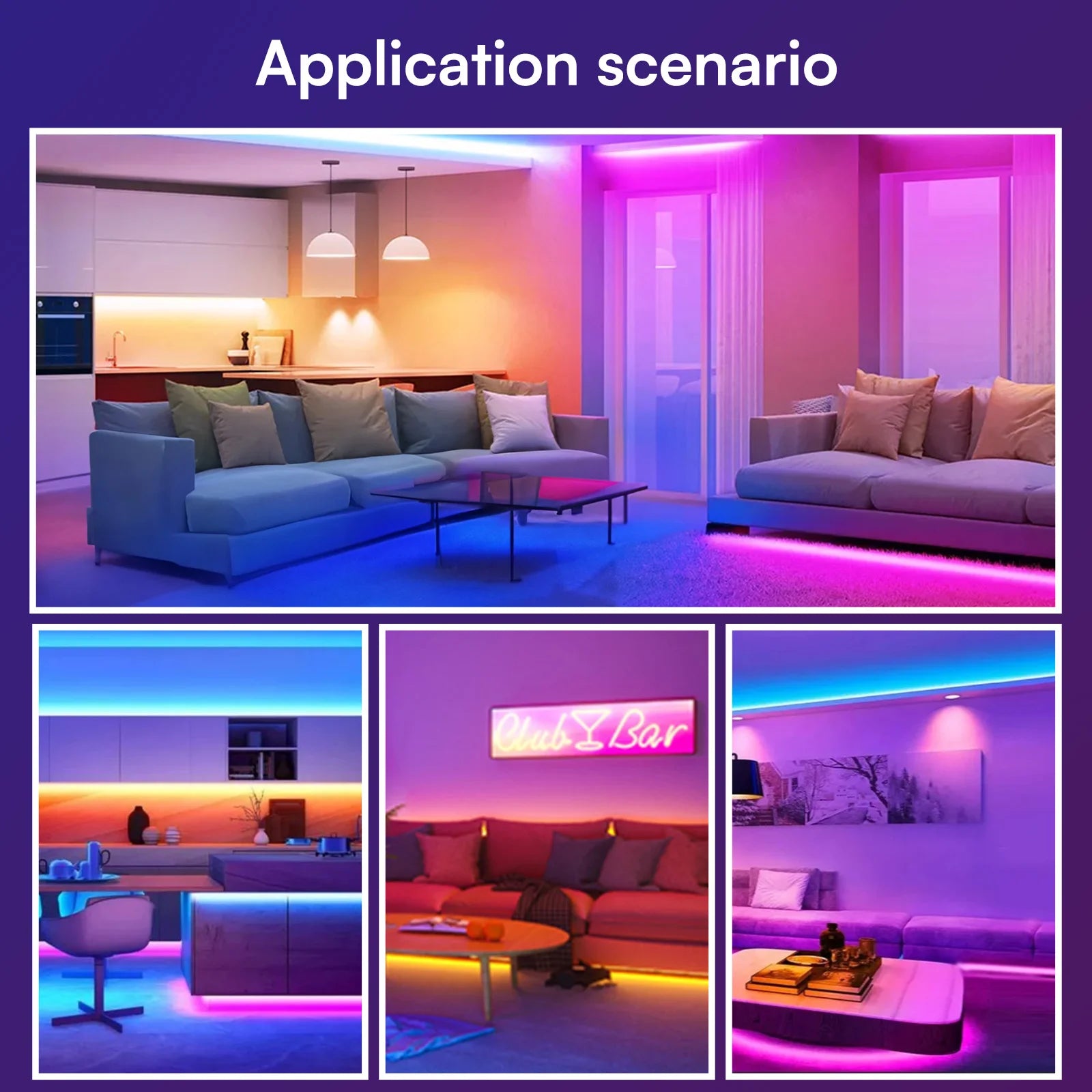 100FT LED Strip Lights for Bedroom Desk indoor Room Bedroom Brithday Gifts RGB Decor with Remote and 24VPower supply