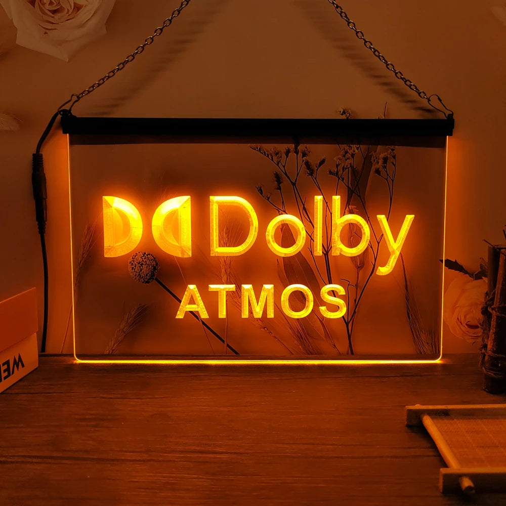 Dolby Atmos LED Neon Sign-3D Carving Wall Art for Home,Room,Bedroom,Office,Farmhouse Decor - Orange / UK-30x20cm