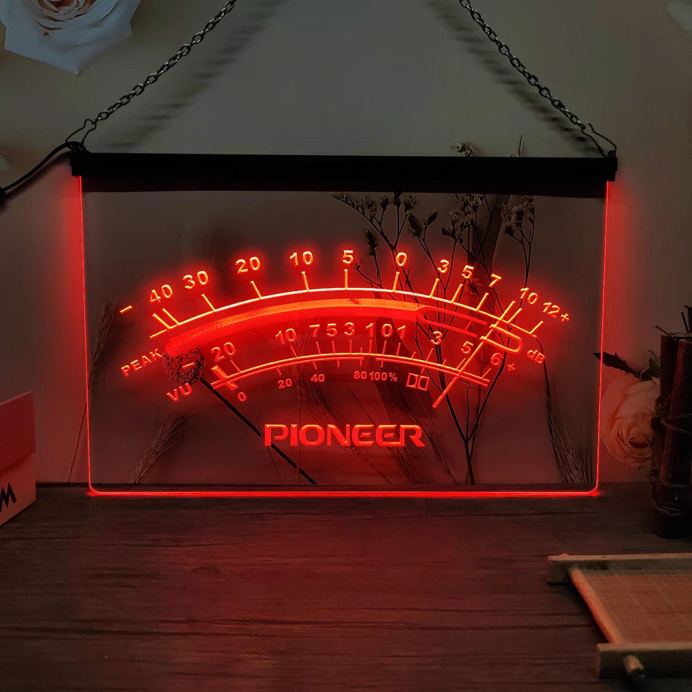 Pioneer Peak VU dB LED Neon Sign-3D Carving Wall Art for Home,Room,Bedroom,Office,Farmhouse Decor - Red / AU-30x20cm