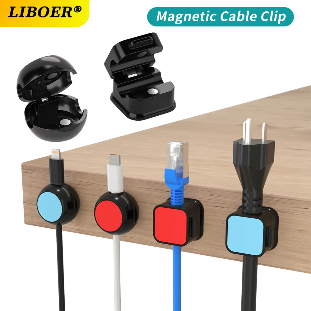 Magnetic Cable Clip Cord Holder Multi-Color Smooth Adjustable Adhesive Wire Keeper Organizer Under Desk Cable