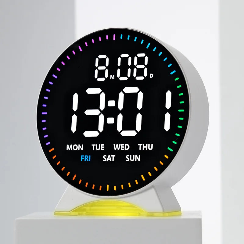 Personalized Jumping Seconds Display Electronic LED Alarm Clock Desktop Ambient Light Decor USB Table Clock with Auto