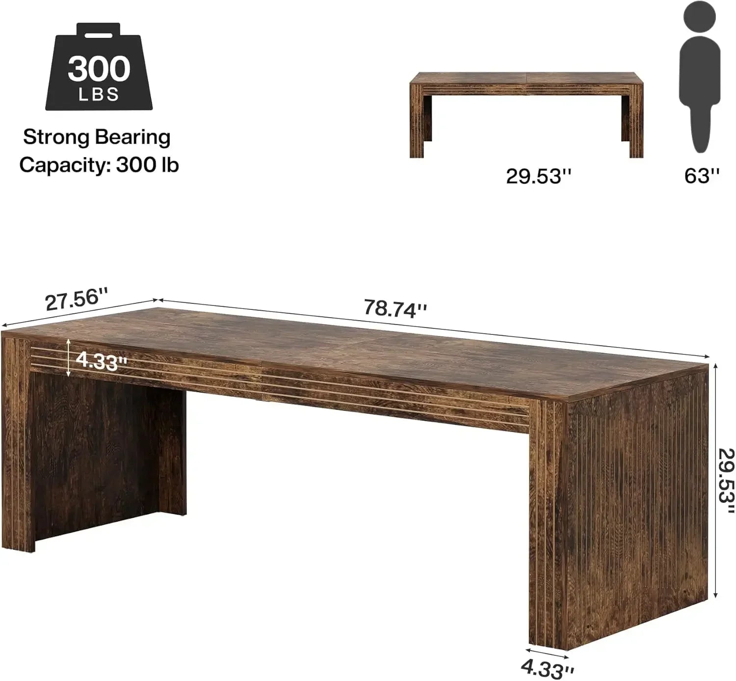 79-Inch Extra Long Desk Two Person Double Desk for Home Office Wooden Long Computer Desk Writing Table for Office