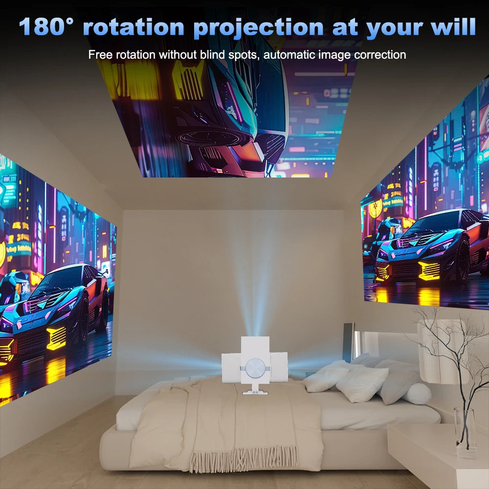 DESS 2025 new portable projector Android 13 HD quality projector dual WiFi6 mini home theater projector can be rotated