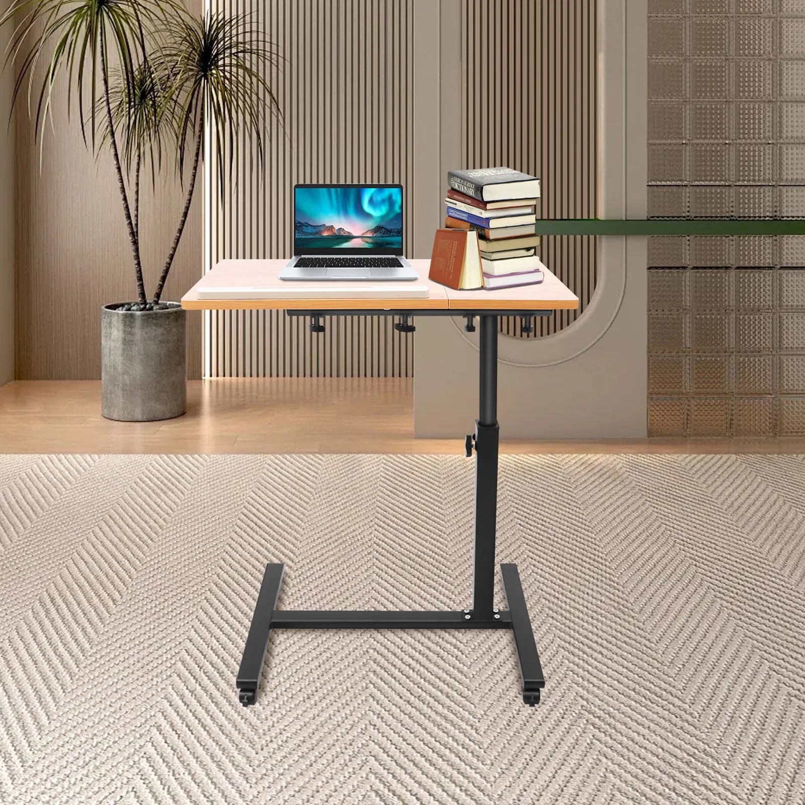 Rolling Standing Laptop Desk Adjustable Height Overbed Bedside Table Laptop Desk Mobile Computer Workstation for Home
